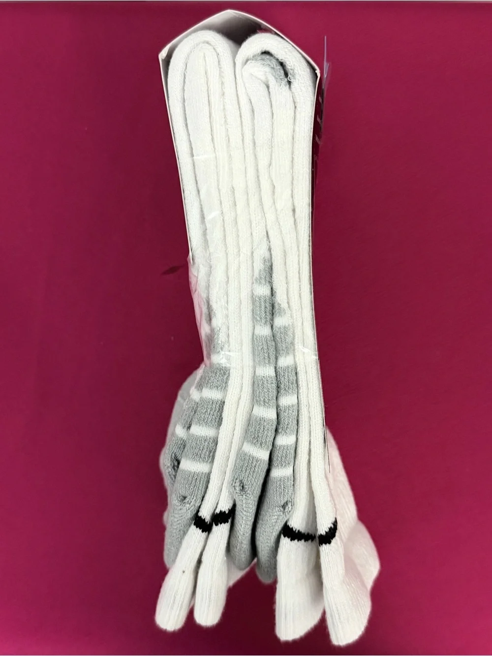 Unisex Nike Dri-Fit White & Gray Crew Athletic Socks Large (M8-12/W10-13) NWT